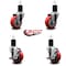 Service Caster 3.5'' Red Poly Wheel Swivel 1-3/4'' Expanding Stem Caster Set 2 Brakes, 4PK SCC-EX20S3514-PPUB-RED-2-TLB-2-134 - alternate 5